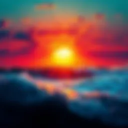 A vibrant sunset over the ocean waves, symbolizing freedom and adventure.