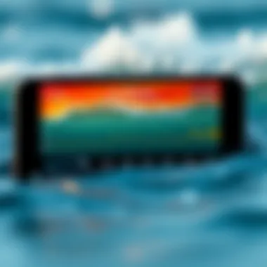 User interface of a surf check app showcasing real-time wave data