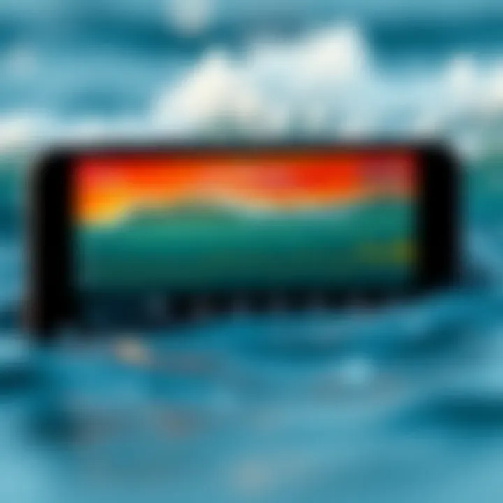 User interface of a surf check app showcasing real-time wave data