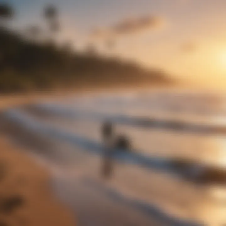 A scenic overview of a surf fishing landscape at sunset