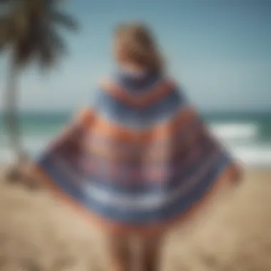 A stylish surf towel poncho displayed with various patterns