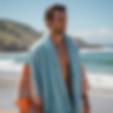 Post-Surf Comfort in Surf Towel Poncho An individual enjoying the comfort of a surf towel poncho post-surf
