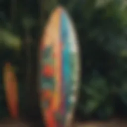Vibrant surfboard art showcasing tropical designs