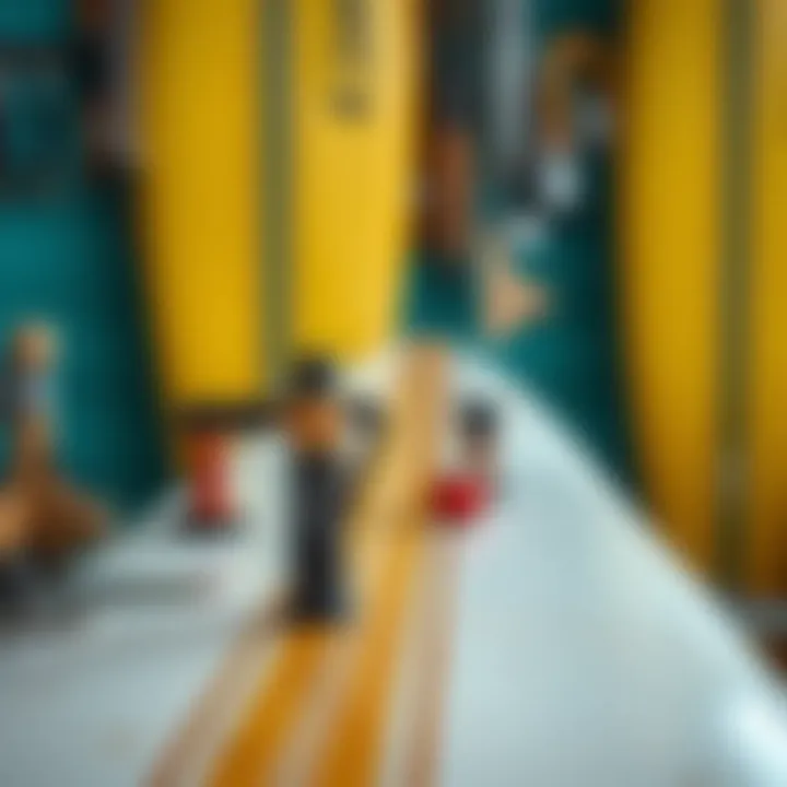 Essential tools and techniques for maintaining surfboards. Close-up of surfboard maintenance tools and techniques