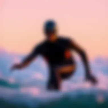 Surfer in a High-Tech Wet Suit Surfer in action wearing a high-tech wet suit