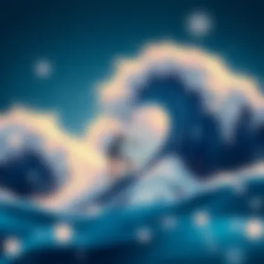 Surfing Inspired by The Great Wave Surfer riding a wave reminiscent of Hokusai's Great Wave