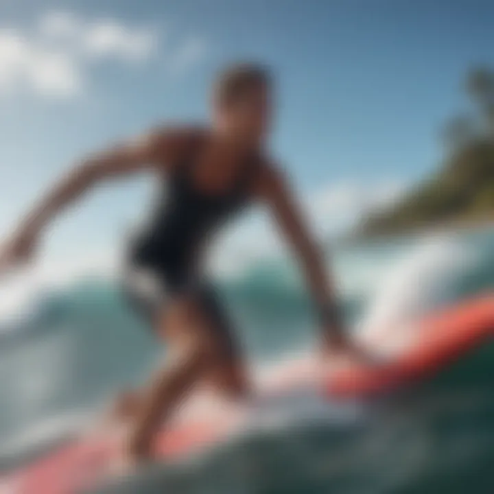 Surfer using a smartwatch in the ocean