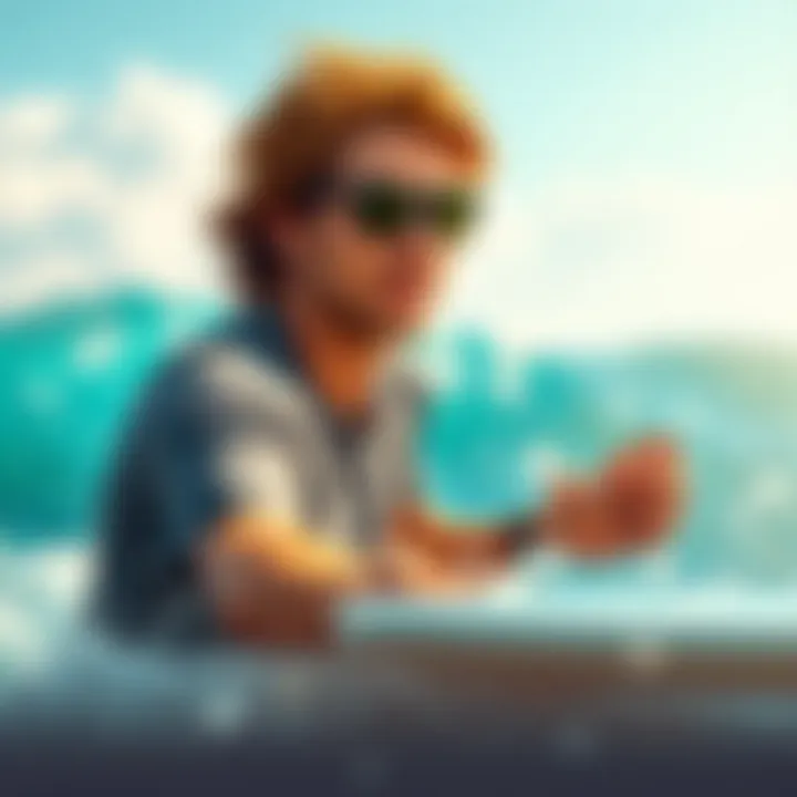 A Surfing Enthusiast Enjoying Enhanced Browsing Illustration of a surfing enthusiast using Ultra Surf