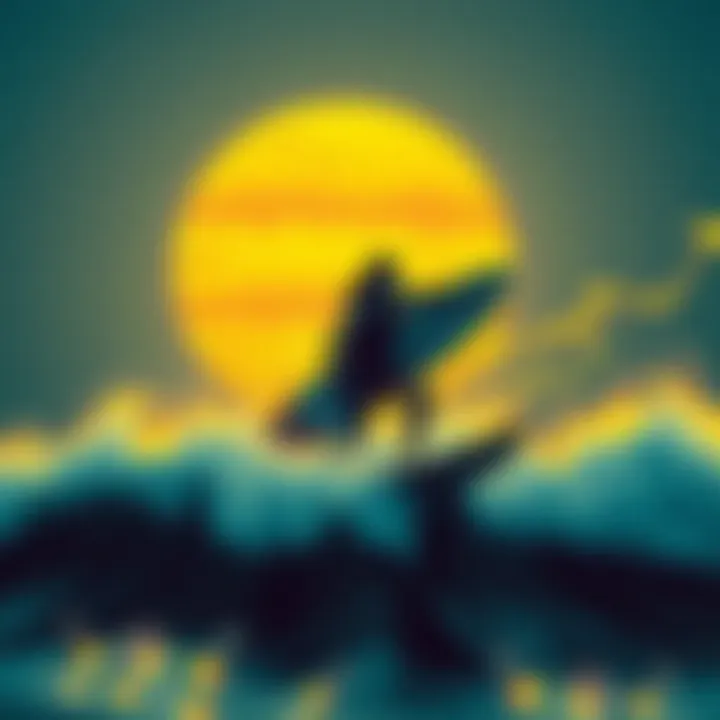 Fusion of Retro and Modern Styles in Surfer Wallpaper Artistic surfer wallpaper design combining retro and modern styles