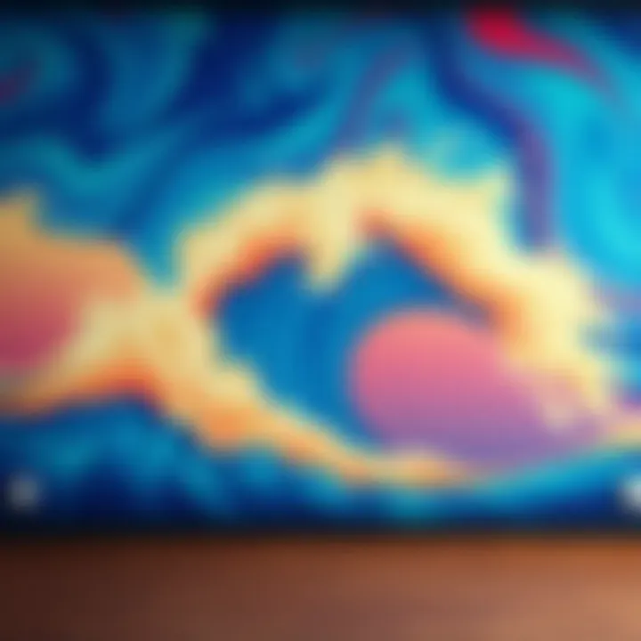 Dynamic Wave Patterns in Surfer Wallpaper Vibrant surfer mural showcasing dynamic wave patterns