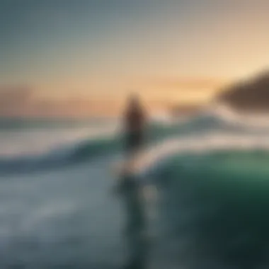 An individual holding a surf rod while gazing at the ocean waves