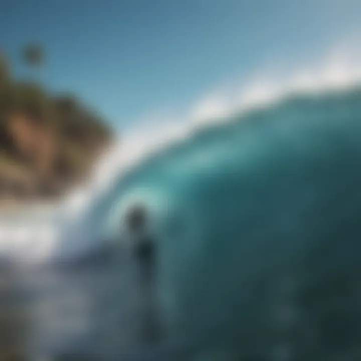 Surfers navigating through ocean waves