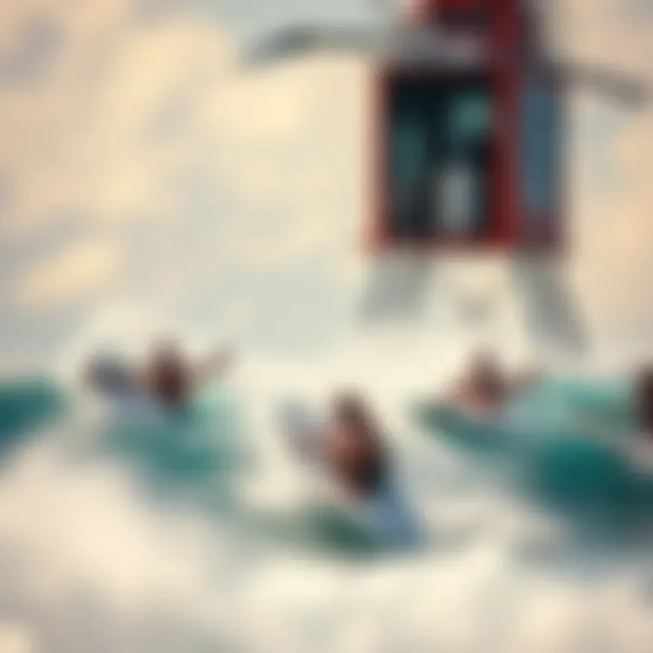 Surfing Safety Enhanced by the Big Wake Tower Surfers enjoying a safe environment thanks to the Big Wake Tower.