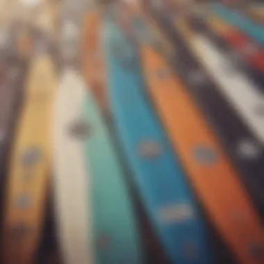 Surfers showcasing their boards with various logos