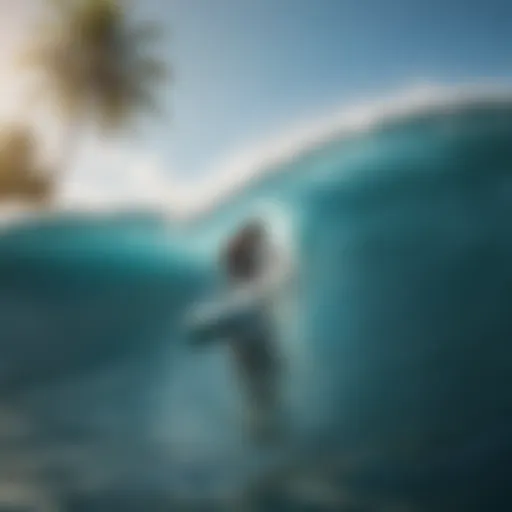 A beginner surfer riding a wave in Fiji