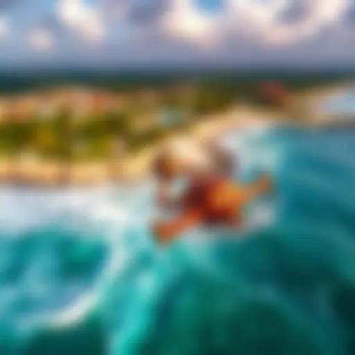 Aerial View of Punta Cana's Surfing Coastline Stunning aerial view of Punta Cana's coastline with waves crashing