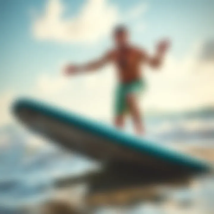 Surf instructor demonstrating techniques on the beach in Punta Cana