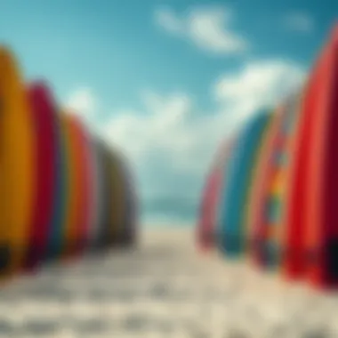 Colorful surfboards lined up on Punta Cana's beach