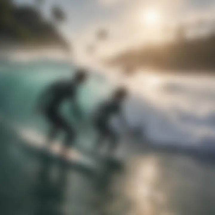 A vibrant local community of surfers enjoying the ocean