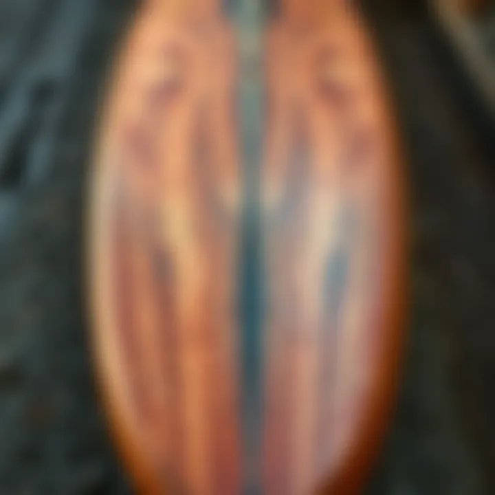 The Art of Teak Craftsmanship in Surfboard Tuning Decks A beautifully crafted teak tuning deck showcasing its natural grains and textures.