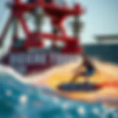 Technological Innovations at the Big Wake Tower Event Technological features of the Big Wake Tower in action during a surfboarding event.