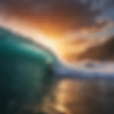 Culture and Community: The Essence of Big Wave Surfing A vibrant sunset at a famous big wave surfing spot