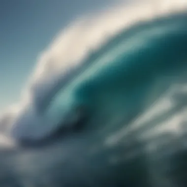 Mastering the Giant: Surfing Techniques A surfer expertly carving through a massive wave