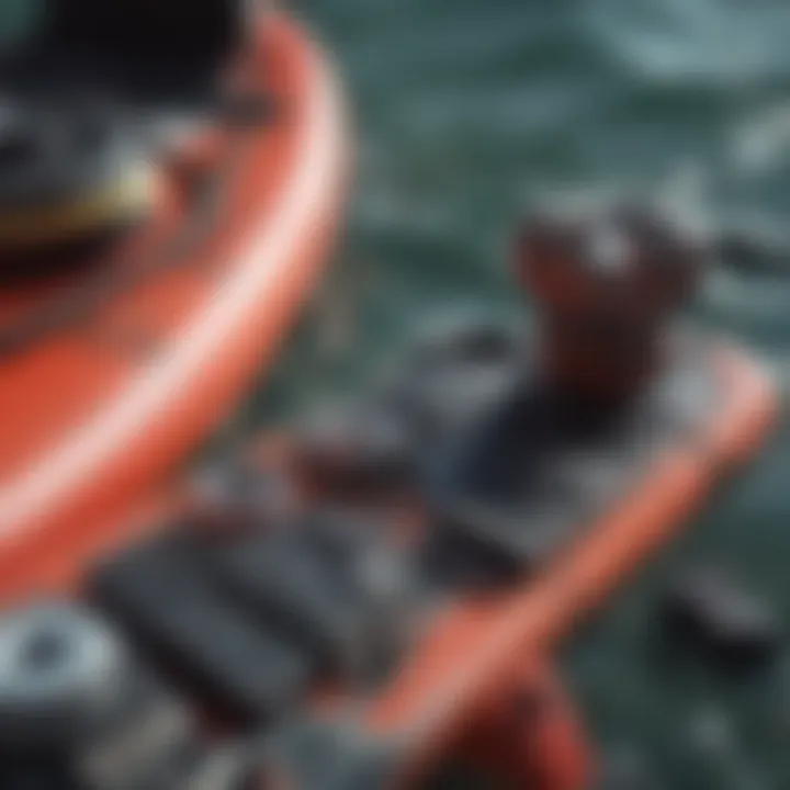 Close-up of essential bodyboarding gear