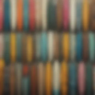 Diversity of Surfboard Shapes and Designs A collection of surfboards showcasing diverse shapes and designs