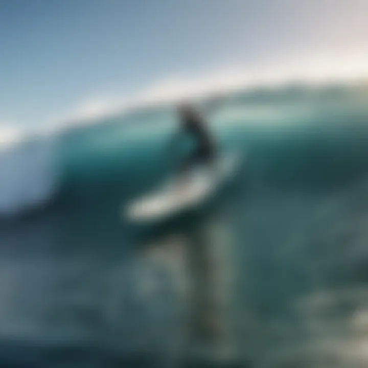 A surfer demonstrating the impact of board shape on wave riding