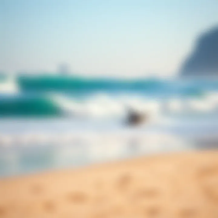 Ideal Surfing Conditions at Serene Beach A serene beach landscape showcasing ideal surfing conditions