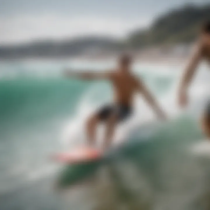 A vibrant skimboarding competition with participants showcasing their skills.