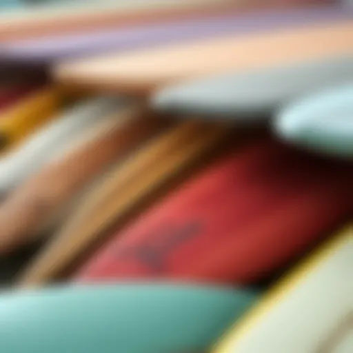 Detailed view of various surf blanks showcasing different materials and textures