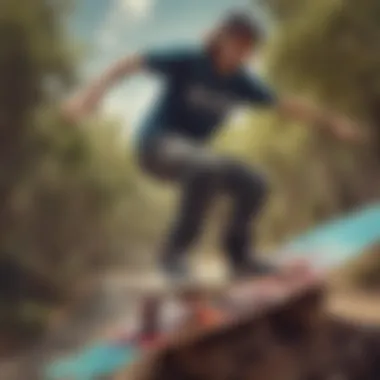 Historical Evolution of Alva Skateboarding A vibrant historical collage of Alva skateboarding's evolution