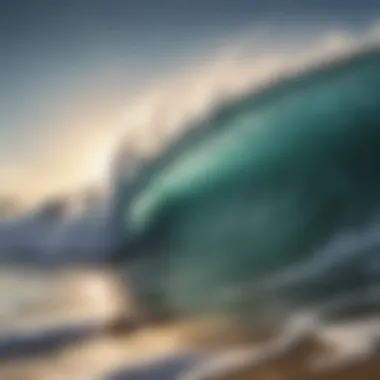 Dynamic ocean waves crashing on shore