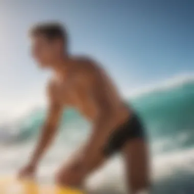 A surfer applying sunscreen before hitting the waves