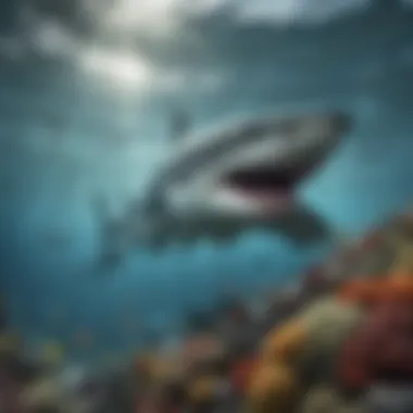 The Crucial Ecological Role of Sharks An illustration depicting the ecological role of sharks in marine ecosystems.