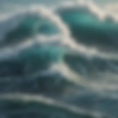 Close-up of the Great Wave capturing the detailed textures and patterns of the ocean.