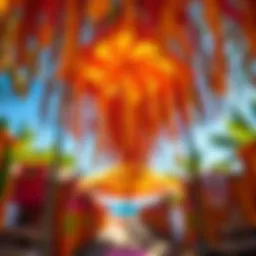 Colorful traditional Hawaiian luau decorations