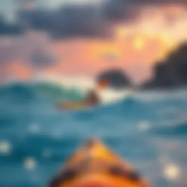 Scenic Kayak Surfing Destination A scenic view of a popular kayak surfing destination with waves crashing