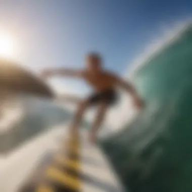 GoPro camera mounted on a surfboard capturing a wave