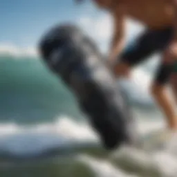 Surfer demonstrating knee brace functionality
