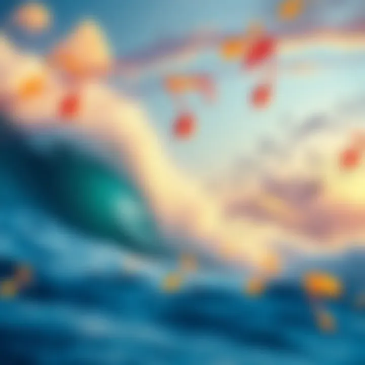 Harmony of Nature and Sound Musical notes overlaying ocean scenery