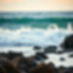 Waves crashing on a rocky shore