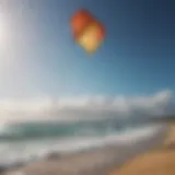 Ocean Rodeo kites in action over a vibrant shoreline