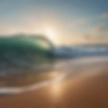 The rhythmic waves crashing on a sandy beach.