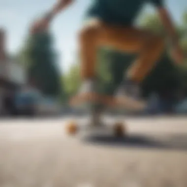 Skateboard Positioning for an Ollie Close-up of skateboard positioning for the ollie