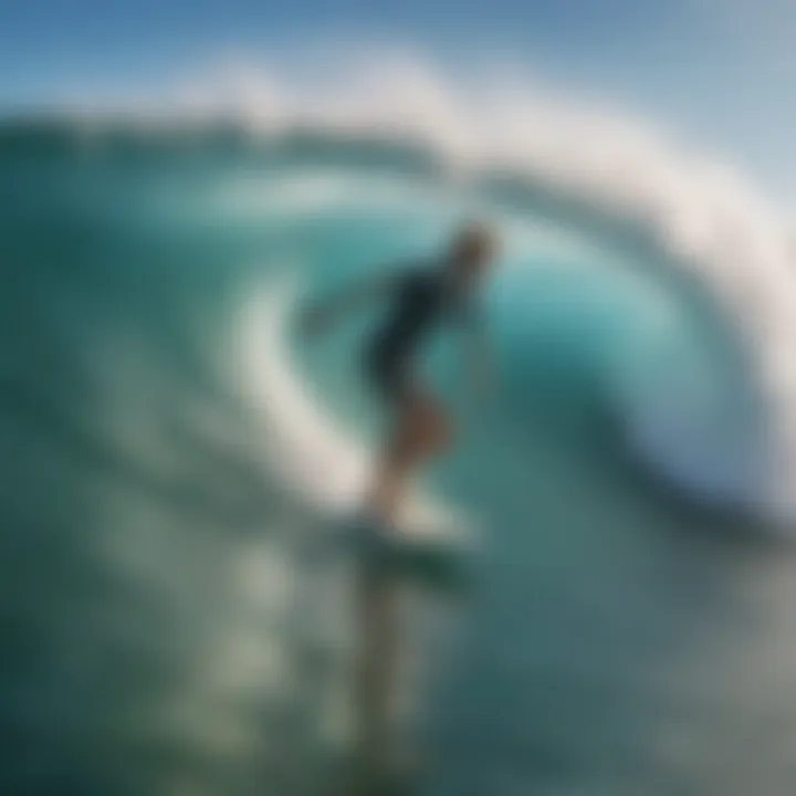 Surfer wearing stylish boardshorts riding a wave