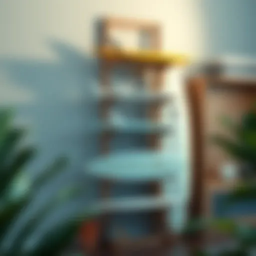 Elegant Design of a Vertical Surf Rack A sleek vertical surf rack showcasing multiple surfboards organized in a compact space.