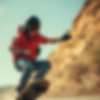 Riding with Confidence: The Role of Helmets Skateboarder riding confidently wearing a quality helmet